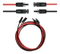 MEIRRAI Cable Solar 6mm2, Extensión de Cable Solar 2m Rojo y 2m Negro, con Conector Impermeable, Prolongador de Fotovoltaico Cable con Enchufe
