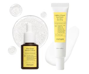 Meisani Pack Antioxidante Diario: Glow Drops Vitamin C Serum y Caffein-E Boost Eye Cream