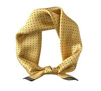 MEISEE Bufanda cuadrada pequeña de seda de morera de 21 x 21 pulgadas, transpirable, ligera, para mujeres, paquete de regalo, 23 puntos amarillos, S