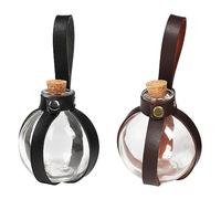 MEISH 2 botellas mágicas de corcho para poción de Halloween, accesorios de mago, botellas de medicina redondas, de vidrio, accesorio de mago medieval para juegos de rol, accesorios de cosplay