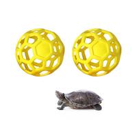 MEISH Dispensador de Verduras y Bolas para golosinas de Tortuga, alimentador de heno, Bola de alimentación, Juguete de Bola de Hierba para Tortuga, Conejo, Conejillo de Indias (Amarillo), 2 uds.