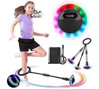 MEISHANG Bola de Salto Tobillo Niña,Skip Ball se Puede Plegar con Contador,Anillo de Salto de Tobillo-con Bolsa-Juguete Bola de Salto Tobillo Puede Brillar,Regalo Niña 8 Años,para 6-12 Años(Negro/1)