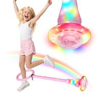 MEISHANG Rueda Swing con rueda de luz, Anillo de salto parpadeante para niños, Anillo de salto parpadeante para niños Peonza de pie, Pelota saltarina parpadeante, Pelota de salto plegable con flash