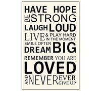 Meishe Art Cartel Motivacional con Texto en inglés Have Hope Be Strong Laugh Loud Smile Dream Never Ever Give Up Positive Life Actitude, 11.81'' x 17.72''