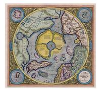 Meishe Art Póster impreso vintage antiguo mapa del mundo Polo Norte vista Atlas retro decoración de pared (52 cm x 56 cm)
