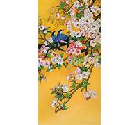 Meishe Art Póster vintage con impresión de pájaros, flores, ramas, plantas, pintura tradicional china, colorido, oriental, antiguo, asiático, acuarela, decoración de pared para el hogar (40 x 80 cm)