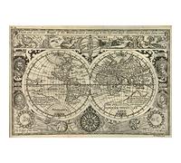 Meishe Art Póster vintage impreso mapa del mundo del hemisferio oriental y occidental globo atlas histórico club oficina decoración de pared antiguo (39 cm x 56 cm)