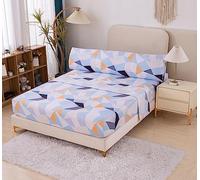 Meishida Juego Sábanas Estampada para Cama 135-3 Piezas - Sábana Bajera Ajustable 135x200+25cm, Encimera 200x250cm, Funda de Almohada 45x150cm (MO-10, Cama 135)