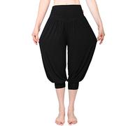 MEISHINE® Verano Mujer 7/10 Holgados Pantalones Deportivos Pantalones de Yoga Algodón Modal Harem Pantalón Polainas para Danza, Yoga, Ganduleado, Fitness (Size S, Negro)