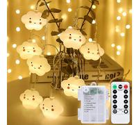 Meision Guirnalda de luces de nubes para habitación infantil, con batería interior, con temporizador y mando a distancia, 3 metros, 8 modos, 20 LED, luces decorativas para dormitorio, boda, Navidad