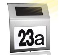 Meision Numeros Casa Exterior Número de Casa Solar Acero Inoxidable Placa de Puerta con 2 Lámparas LED, Interruptor de Crepúsculo, IP65 Impermeable, Número Casa Solar para Patio, Camino, Valla
