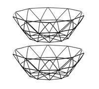 MEISO 2 cestas para frutas, frutero, frutero grande de metal, cesta de fruta de alambre metálico para cocina, cesta para fruta para mostrador de cocina, cesta para frutas y verduras Snack (negro)