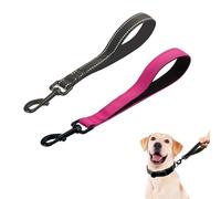 MEISO 2 correas para perros, 30 cm, de nailon con mango acolchado, correa corta táctica, para perros medianos y grandes (negro + rojo rosa)