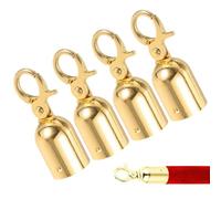 MEISO 4 Piezas Tope de Cuerda de Metal, Tope Final de Cuerda con Enganche, Topes de Cuerda con Ganchos, Tapón de Extremo de Cuerda para Poste,Cordón de Separador de Control de Multitudes Tapas (Oro)