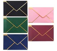 MEISO 50 Piezas Sobres de Invitación, 15.5 x 10.5 cm Sobres Regalo, 5 Colores Diferentes Sobres con Solapa en V con Borde Dorado para Graduación, Invitación de Boda, Saludo