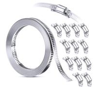 MEISO Abrazaderas de Manguera de Acero Inoxidable Ajustables, 3.5M Abrazaderas Metalicas Acero Inoxidable 304 para Tubos y 12 Abrazaderas de Tornillo, para Tuberías de Gas Domésticas, Tuberías de Agua