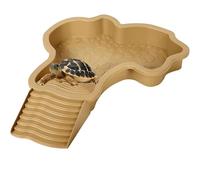 MEISO - Bebedero de tortuga terrestre, cuenca para tortuga de piscina con rampa y cuenco de agua para reptiles con escalera, comedero de tortugas terrestre, para tortugas, lagartos y gecko (marrón)