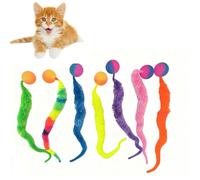 Meiso - Bola de cola - 7 juegos de gato con pelota para gatos a base de gusanos para los gatos para perseguir y saltar arriba (modelo colorido)