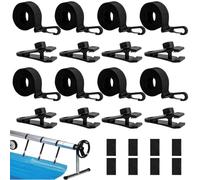 MEISO Enrollador de Piscina, Juego de 8 Bandas de Sujeción y 8 Grapas, Kit de Fijación para Ruedas de Cubierta Solar de Piscina Universales, para Láminas Solares para Lonas de Piscina, Cubiertas