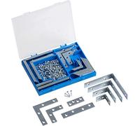 Meister 300510 Metafranc - Placas angulares y de conexión, 180 piezas, soportes de silla, soportes de muebles y amplificador, conectores planos, acero galvanizado, multicolor