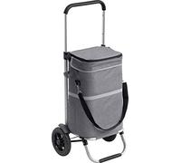 Meister 6816820 - Carro de la compra (45 litros, neumáticos de aire premium, con bolsa térmica y mango telescópico, material resistente a la lluvia, suspensión para el carro de la compra), color negro