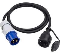 Meister 7425300 7425300-Cable Adaptador (1,5 m, CEE y Conector de protección de Contacto, Cable de Goma Resistente H07RN-F3G, 2,5 mm², 16 A, 230 V, IP44, para Exteriores), Negro