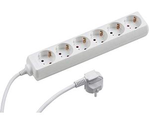 Meister 7430040 - Tira de la potencia de 6 veces, 5m, blanco,