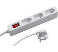 Meister 7430140 - Regleta de Enchufe (3 enchufes, Cable de 1,4 m, Cable de plástico, IP20 para Interiores, Interruptor extraplano, Enchufe Europeo)