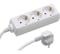 Base de enchufe múltiple (x 3, Blanco, Longitud del cable: 5 m, Sin interruptor)