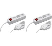 Meister 7430630 - Tira de la Potencia 3 más 1, 2 m, Blanco con Interruptor (Paquete de 2)