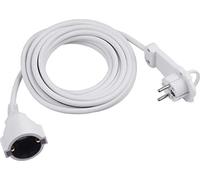Meister 7432530 - Cable alargador de protección contra contactos (Conector extraplano, Cable de 5 m, IP20, con protección Infantil, Enchufe Plano, Cable de alimentación), Color Blanco