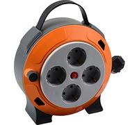 Meister 7435990 Kabelbox H05VV-F3G1,5, IP20 - Cable de 5 m - Interruptor de protección térmica - Interior / Carrete de cable con 4 enchufes / Caja de cables con protección táctil / Rodillo