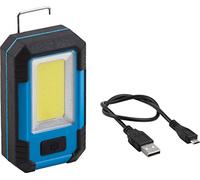 Meister 7490300 - Lámpara LED de trabajo para interiores (10 W, funciona con batería, dispositivo de suspensión y soporte magnético, 500 lúmenes, luz de taller, lámpara de mano, lámpara de trabajo)