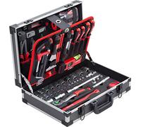 Meister 8971470 - Maletín de herramientas de aluminio (131 piezas, para el hogar, garaje y taller, relleno profesional, caja de herramientas, caja de herramientas, incluye herramientas)