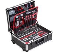 Meister 8973740 - Carro de herramientas (230 piezas, con ruedas, mango telescópico, caja de herramientas profesional llena/caja de herramientas con ruedas/caja de herramientas completa con