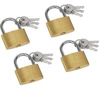 Meister 9515400 - Juego de 4 candados de 35 mm de acero con 12 llaves y candado