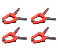 Meister Abrazadera de resorte - Juego de 4 - 100 mm de envergadura - mordazas móviles - Fijación segura y con una sola mano de piezas de trabajo/abrazadera de pegamento profesional/abrazadera, rosso