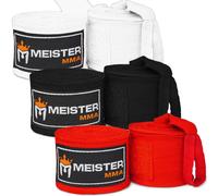 Meister Adult 180"""" Hand Wraps for MMA & Boxing - 3 Pairs Pack