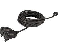 Meister Alargador de Contacto con protección de Contacto, con Doble Acoplamiento, Cable de 10 m, Manguera de Goma, IP44 para Exteriores, Color Negro, Acoplamiento con protección táctil, alargador