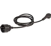 Meister Alargador de contacto con protección de contacto, conector extraplano, cable de 2 m, color negro, IP20 para interiores, acoplamiento con protección táctil, alargador Schuko con conector plano,