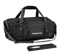 Meister Brawler - Bolsa de Gimnasio para Luchadores con Bolsa de Lavado con Cremallera y casillero de Zapatos, Black, 22” x 10” x 11” // 40L Capacity, Bolsa de Lona