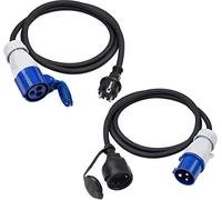 Meister Cable Adaptador CEE de 2 Piezas - 1,5 m - Conector CEE - Cable de Goma Resistente H07RN-F3G 2,5 mm² - 16 A / 230 V - IP44 para Exteriores / 7425310