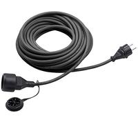 Meister Cable alargador de Goma de 25 m - para Exterior (IP44) - Acoplamiento Schuko - Negro