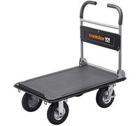 Meister Carro de plataforma "super cross-over" - Plegable - Capacidad de carga de hasta 300 kg - Freno de estacionamiento/Ayuda de transporte con ruedas giratorias/Carro de paquetes con neumáticos