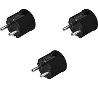 Meister Conector de contacto de seguridad - 3 unidades - plástico - negro - 250 V - 16 A - sección transversal máxima del cable 2,5 mm² - Interior IP20 - Entrada lateral/enchufe conectado a tierra