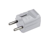 Meister Conector de protección de Contacto - Plástico - Plata - 250 V - 16 A - Sección Transversal máxima del Cable 2,5 mm² - IP20 para Interiores - Entrada Recta/Enchufe Schuko con Alivio de tensión