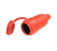 Meister Conector de Toma de Tierra, Goma y plástico, Color Rojo, 250 V, 16 A, sección Transversal máxima del Cable 2,5 mm², IP44 para Exteriores, Entrada Central, Enchufe Schuko con Uso ISO/7422570
