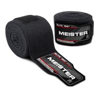 Meister Elite - Vendas de Mano para Adultos de 180 Pulgadas para Artes Marciales Mixtas y Boxeo (par), Color Negro