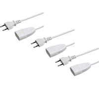 Meister Euroalargador - 3 Unidades - Cable de 3 m - Blanco - Cable de plástico - IP20 para Interiores - Ideal para lámparas y Cadenas de luz, Cable de extensión, Enchufe Europeo, Enchufe Europeo