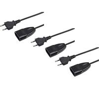 Meister Euroalargador - 3 Unidades - Cable de 3 m - Negro - Cable de plástico - IP20 - Interior - Ideal para lámparas y Cadenas de Luces/Cable alargador/Enchufe Europeo/Enchufe Europeo / 7431350